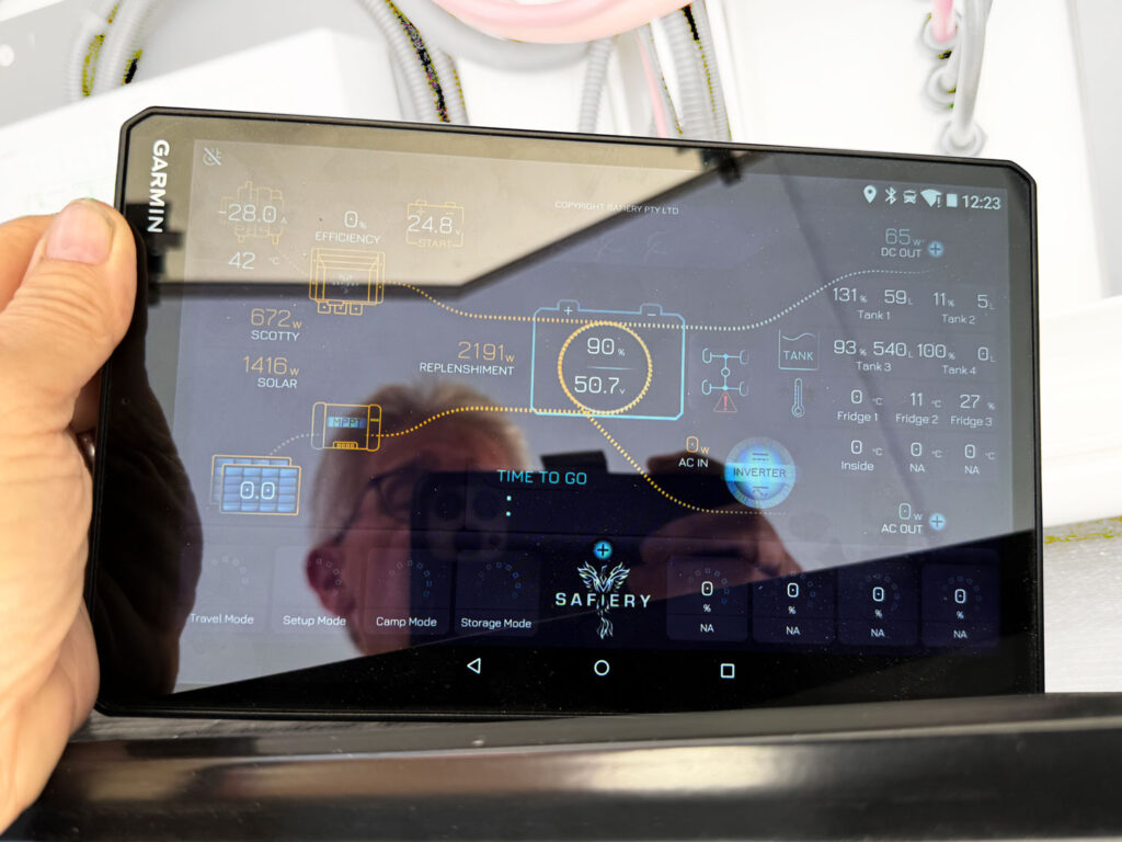 Safiery Integrated Display Showing Replenishment power at idle